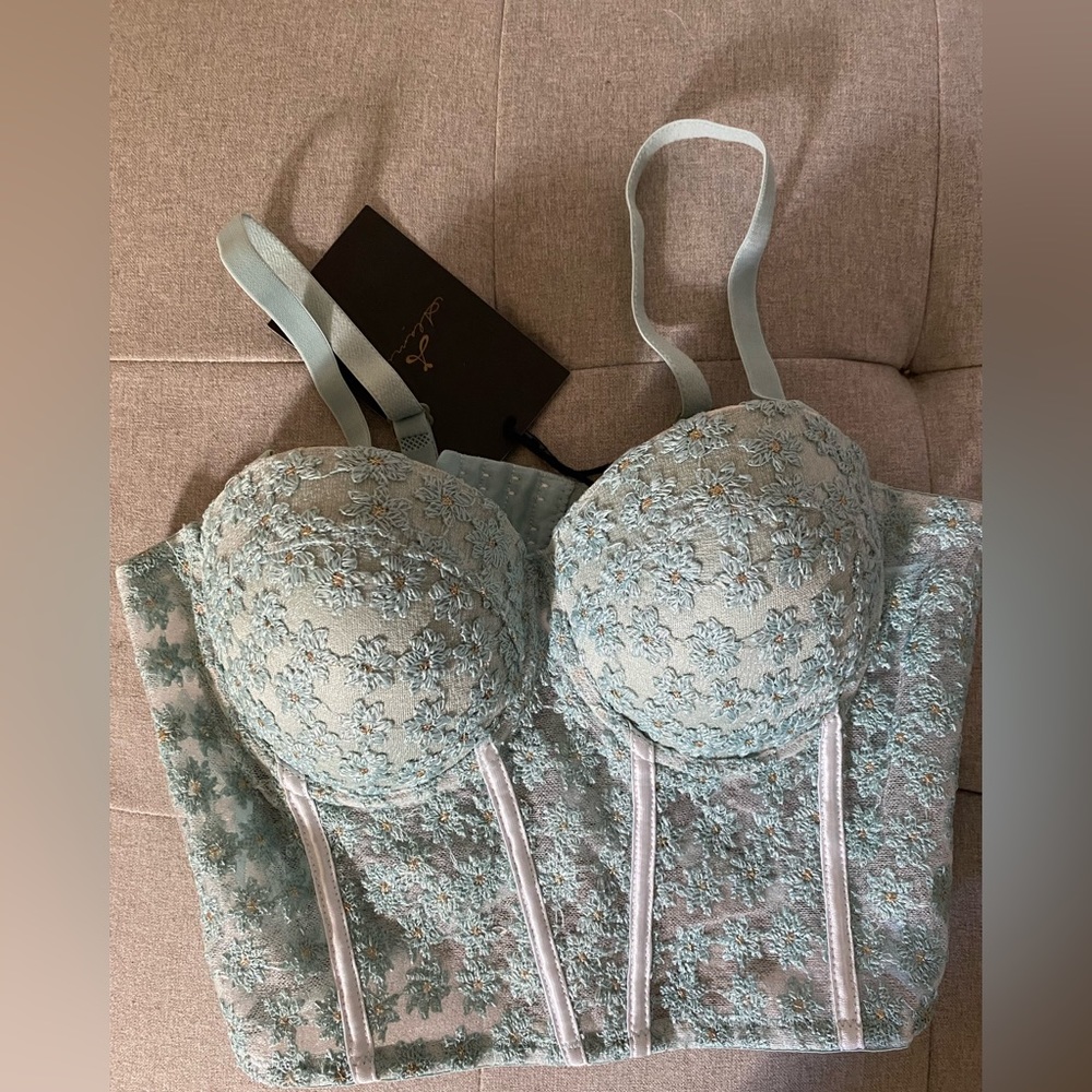 Teal lace bustier